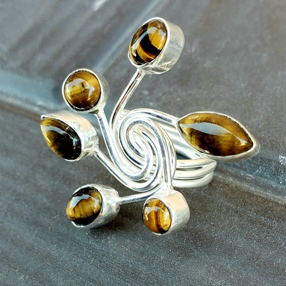 New Twisted Tiger Eye 925 Silver Ring. - Picture 15 of 16
